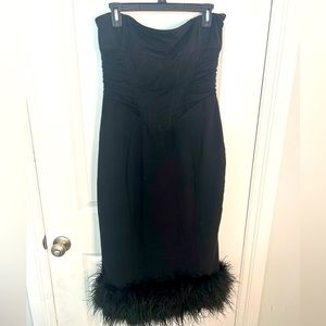 Large black strapless midi dress
